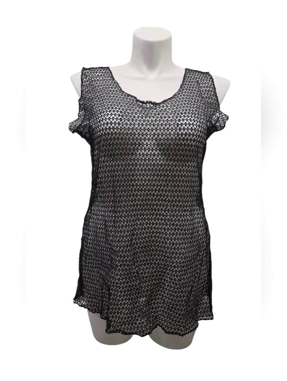 Vintage OS Sheer Black Crochet Tunic Top